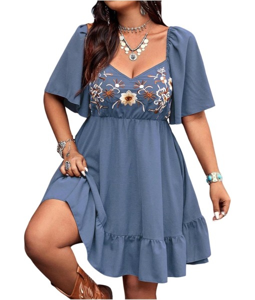 Verdusa Women's Plus Size Western Boho Floral Flowy Dress Cowgirl Outfits Country Summer A Line Dresses S-4XL