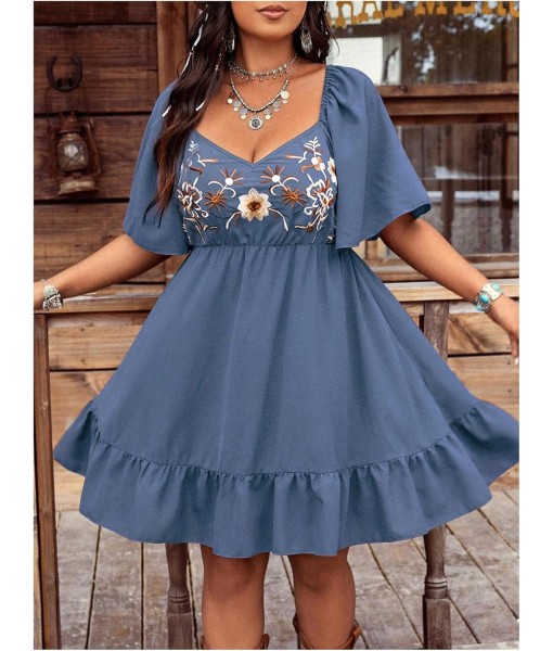 Verdusa Women's Plus Size Western Boho Floral Flowy Dress Cowgirl Outfits Country Summer A Line Dresses S-4XL