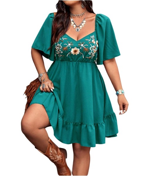 Verdusa Women's Plus Size Western Boho Floral Flowy Dress Cowgirl Outfits Country Summer A Line Dresses S-4XL