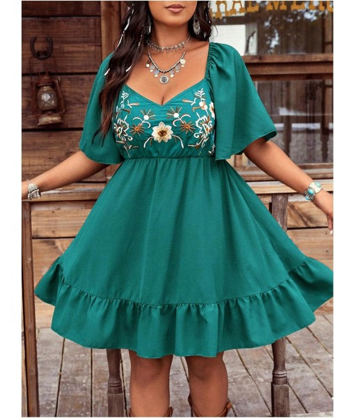 Verdusa Women's Plus Size Western Boho Floral Flowy Dress Cowgirl Outfits Country Summer A Line Dresses S-4XL