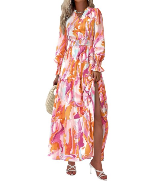 PRETTYGARDEN Women's Floral Maxi Dress 2025 Fall Long Sleeve V Neck Casual A Line Long Flowy Boho Party Dresses