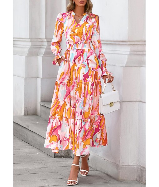 PRETTYGARDEN Women's Floral Maxi Dress 2025 Fall Long Sleeve V Neck Casual A Line Long Flowy Boho Party Dresses