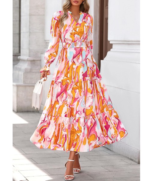 PRETTYGARDEN Women's Floral Maxi Dress 2025 Fall Long Sleeve V Neck Casual A Line Long Flowy Boho Party Dresses
