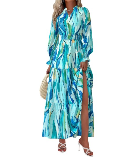 PRETTYGARDEN Women's Floral Maxi Dress 2025 Fall Long Sleeve V Neck Casual A Line Long Flowy Boho Party Dresses