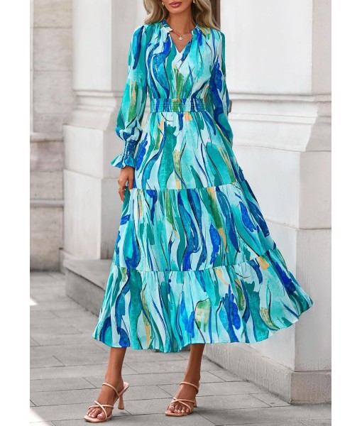 PRETTYGARDEN Women's Floral Maxi Dress 2025 Fall Long Sleeve V Neck Casual A Line Long Flowy Boho Party Dresses