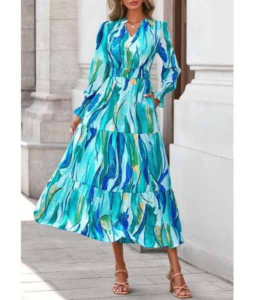PRETTYGARDEN Women's Floral Maxi Dress 2025 Fall Long Sleeve V Neck Casual A Line Long Flowy Boho Party Dresses