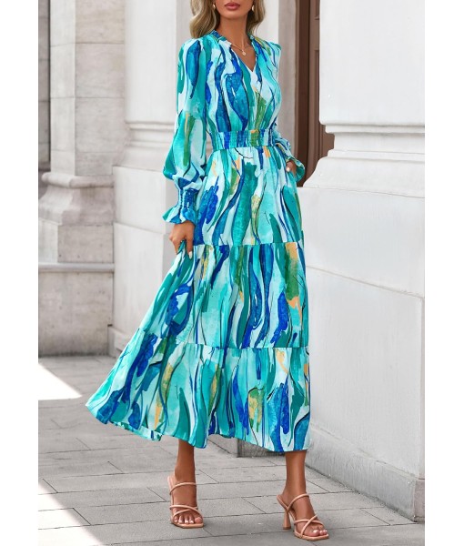 PRETTYGARDEN Women's Floral Maxi Dress 2025 Fall Long Sleeve V Neck Casual A Line Long Flowy Boho Party Dresses