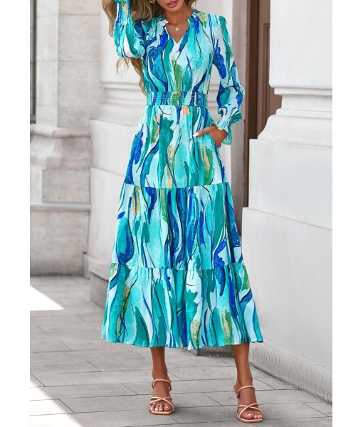 PRETTYGARDEN Women's Floral Maxi Dress 2025 Fall Long Sleeve V Neck Casual A Line Long Flowy Boho Party Dresses