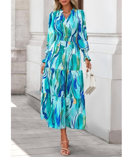 PRETTYGARDEN Women's Floral Maxi Dress 2025 Fall Long Sleeve V Neck Casual A Line Long Flowy Boho Party Dresses