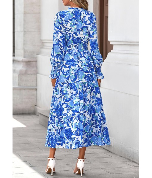 PRETTYGARDEN Women's Floral Maxi Dress 2025 Fall Long Sleeve V Neck Casual A Line Long Flowy Boho Party Dresses