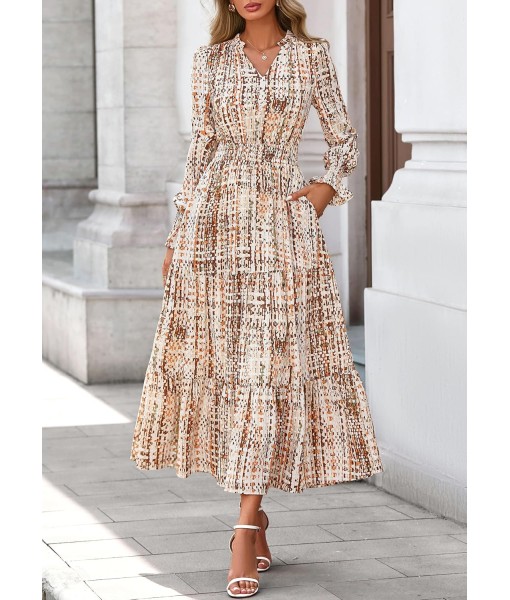 PRETTYGARDEN Women's Floral Maxi Dress 2025 Fall Long Sleeve V Neck Casual A Line Long Flowy Boho Party Dresses