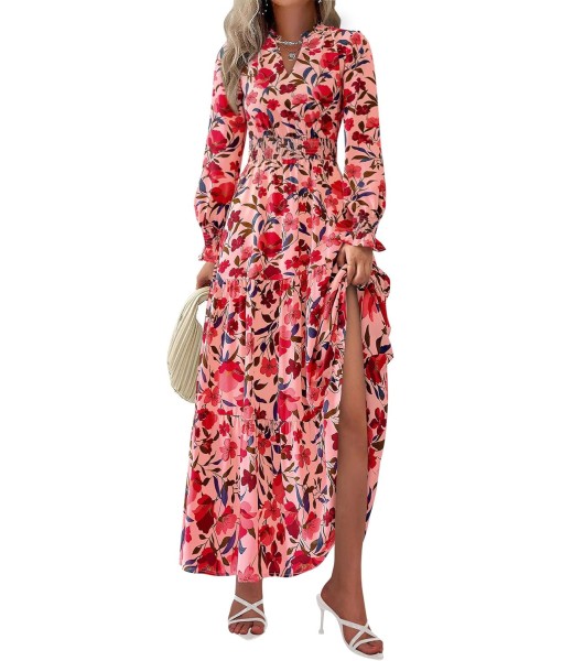 PRETTYGARDEN Women's Floral Maxi Dress 2025 Fall Long Sleeve V Neck Casual A Line Long Flowy Boho Party Dresses