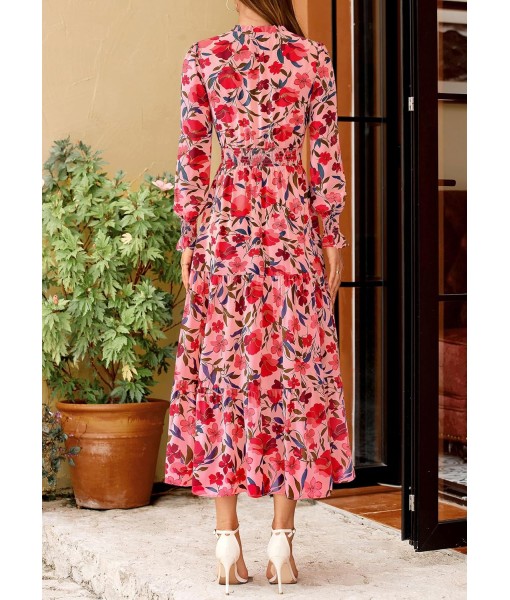 PRETTYGARDEN Women's Floral Maxi Dress 2025 Fall Long Sleeve V Neck Casual A Line Long Flowy Boho Party Dresses