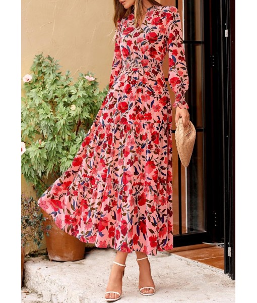 PRETTYGARDEN Women's Floral Maxi Dress 2025 Fall Long Sleeve V Neck Casual A Line Long Flowy Boho Party Dresses