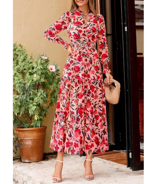 PRETTYGARDEN Women's Floral Maxi Dress 2025 Fall Long Sleeve V Neck Casual A Line Long Flowy Boho Party Dresses