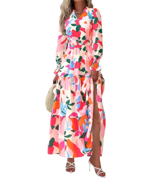 PRETTYGARDEN Women's Floral Maxi Dress 2025 Fall Long Sleeve V Neck Casual A Line Long Flowy Boho Party Dresses