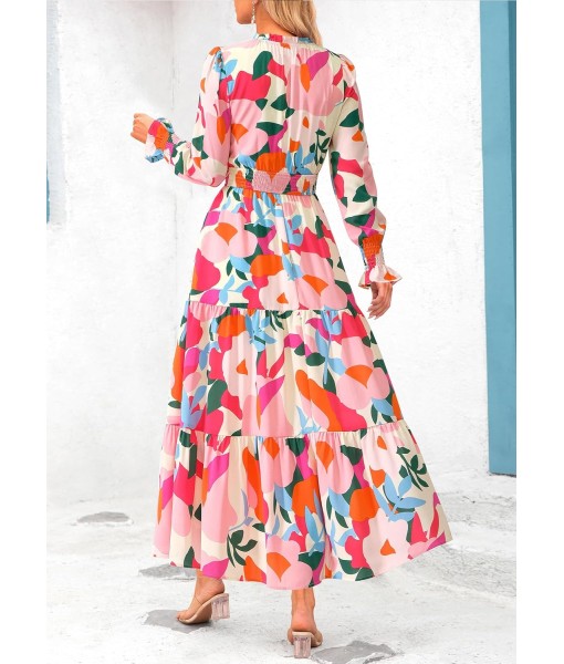 PRETTYGARDEN Women's Floral Maxi Dress 2025 Fall Long Sleeve V Neck Casual A Line Long Flowy Boho Party Dresses