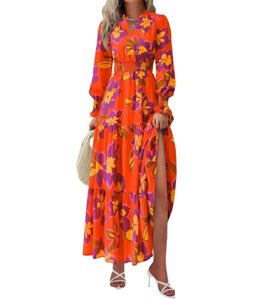 PRETTYGARDEN Women's Floral Maxi Dress 2025 Fall Long Sleeve V Neck Casual A Line Long Flowy Boho Party Dresses