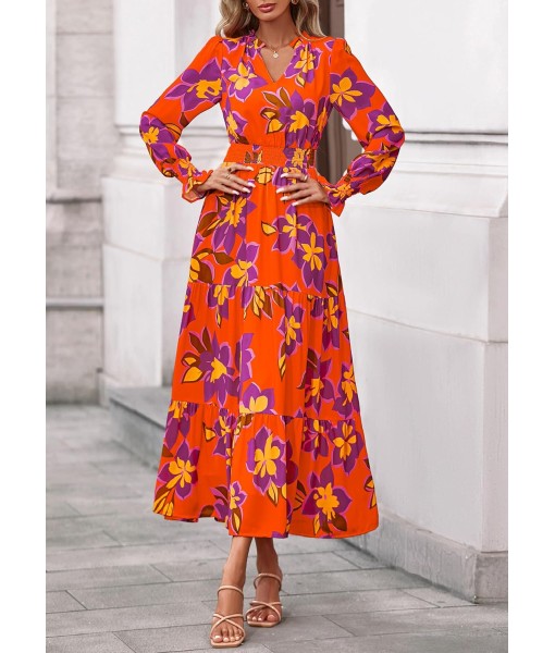 PRETTYGARDEN Women's Floral Maxi Dress 2025 Fall Long Sleeve V Neck Casual A Line Long Flowy Boho Party Dresses