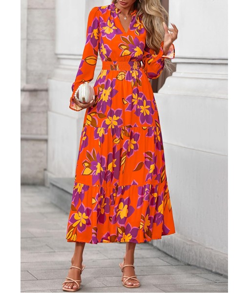 PRETTYGARDEN Women's Floral Maxi Dress 2025 Fall Long Sleeve V Neck Casual A Line Long Flowy Boho Party Dresses