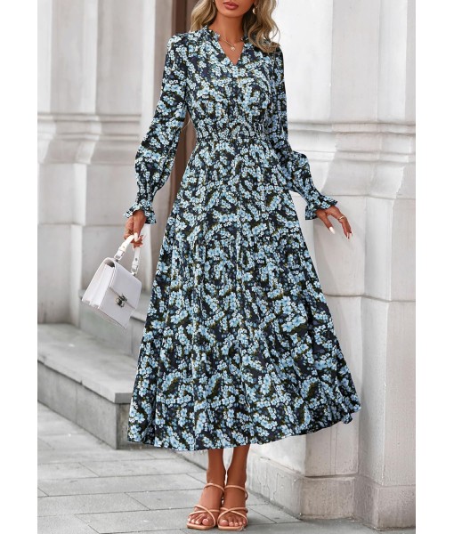 PRETTYGARDEN Women's Floral Maxi Dress 2025 Fall Long Sleeve V Neck Casual A Line Long Flowy Boho Party Dresses