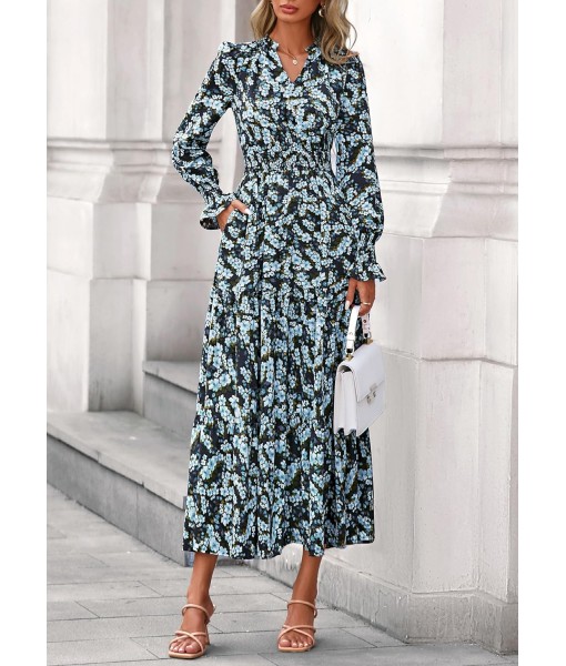 PRETTYGARDEN Women's Floral Maxi Dress 2025 Fall Long Sleeve V Neck Casual A Line Long Flowy Boho Party Dresses