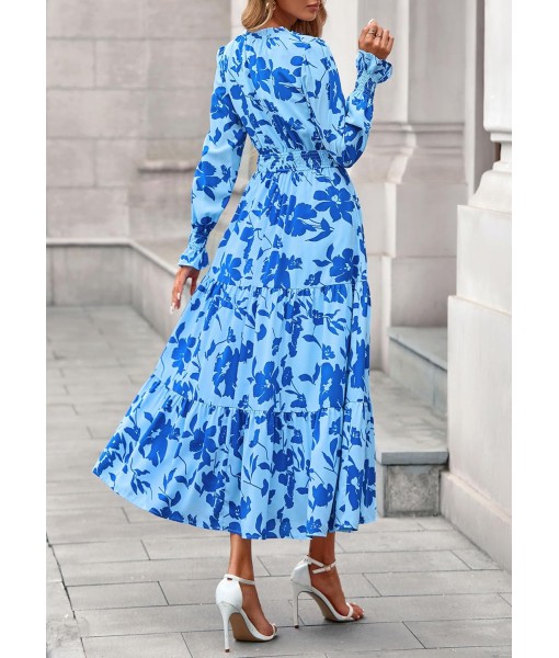 PRETTYGARDEN Women's Floral Maxi Dress 2025 Fall Long Sleeve V Neck Casual A Line Long Flowy Boho Party Dresses