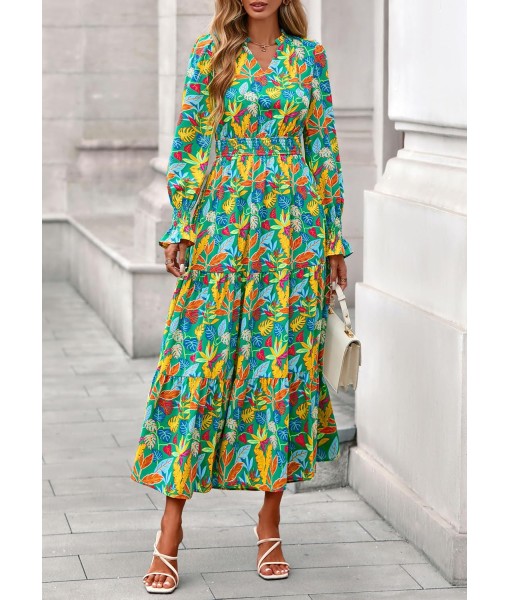 PRETTYGARDEN Women's Floral Maxi Dress 2025 Fall Long Sleeve V Neck Casual A Line Long Flowy Boho Party Dresses