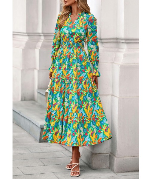 PRETTYGARDEN Women's Floral Maxi Dress 2025 Fall Long Sleeve V Neck Casual A Line Long Flowy Boho Party Dresses