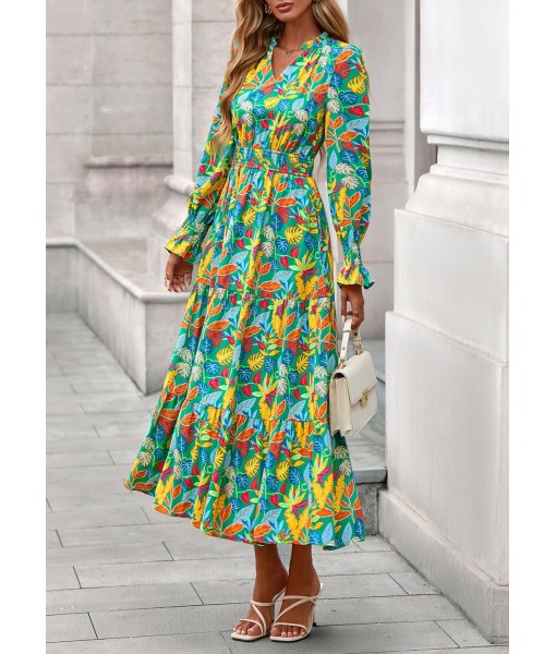 PRETTYGARDEN Women's Floral Maxi Dress 2025 Fall Long Sleeve V Neck Casual A Line Long Flowy Boho Party Dresses
