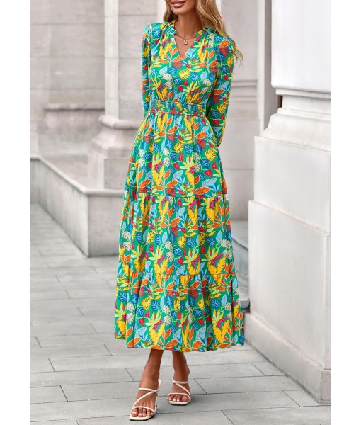 PRETTYGARDEN Women's Floral Maxi Dress 2025 Fall Long Sleeve V Neck Casual A Line Long Flowy Boho Party Dresses