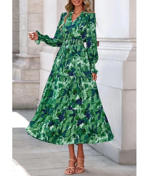 PRETTYGARDEN Women's Floral Maxi Dress 2025 Fall Long Sleeve V Neck Casual A Line Long Flowy Boho Party Dresses