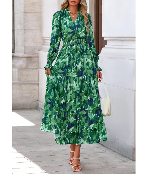 PRETTYGARDEN Women's Floral Maxi Dress 2025 Fall Long Sleeve V Neck Casual A Line Long Flowy Boho Party Dresses
