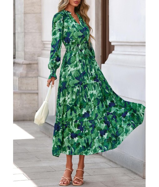 PRETTYGARDEN Women's Floral Maxi Dress 2025 Fall Long Sleeve V Neck Casual A Line Long Flowy Boho Party Dresses