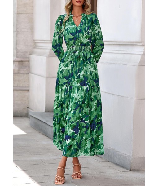 PRETTYGARDEN Women's Floral Maxi Dress 2025 Fall Long Sleeve V Neck Casual A Line Long Flowy Boho Party Dresses