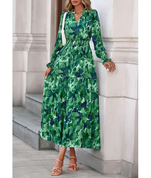 PRETTYGARDEN Women's Floral Maxi Dress 2025 Fall Long Sleeve V Neck Casual A Line Long Flowy Boho Party Dresses