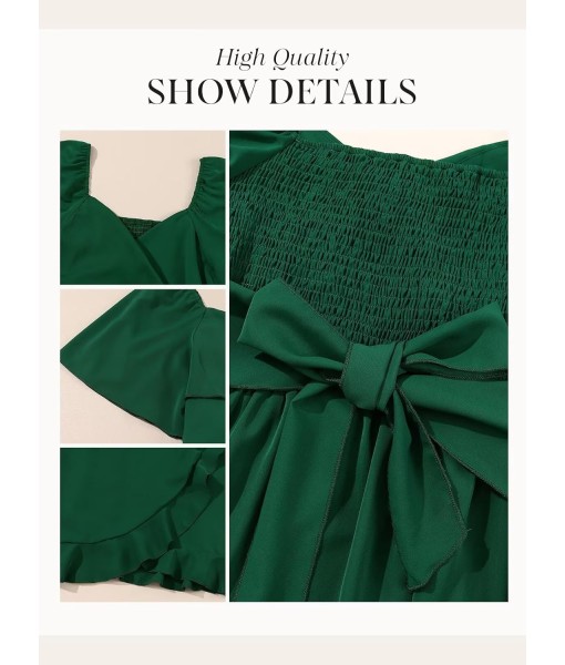Dokotoo Women's Wrap V Neck Short Flared Sleeve Wedding Guest Dress Smocked Elastic Waist Tiered Belted Ruffle Hem Mini Dress