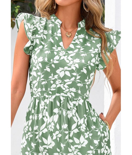 PRETTYGARDEN Women's 2025 Summer Floral Midi Dress Cap Sleeve V Neck Ruffle Long Flowy Boho Casual Beach Vacation Dresses