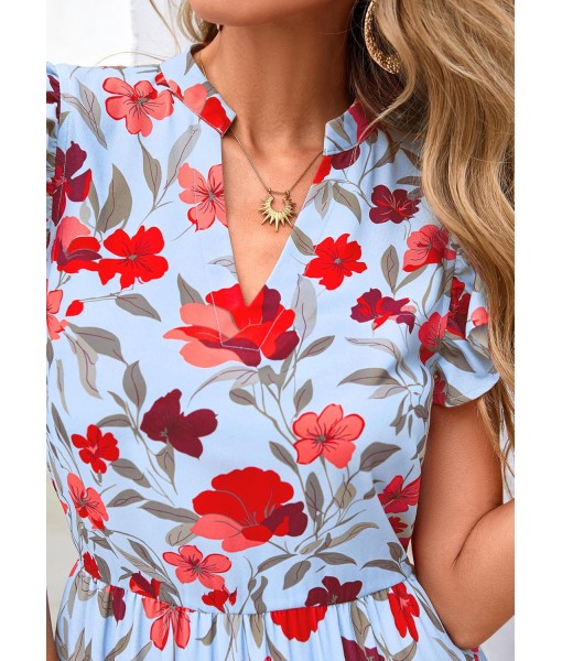PRETTYGARDEN Women's 2025 Summer Floral Midi Dress Cap Sleeve V Neck Ruffle Long Flowy Boho Casual Beach Vacation Dresses
