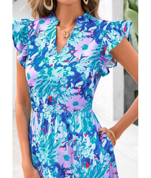 PRETTYGARDEN Women's 2025 Summer Floral Midi Dress Cap Sleeve V Neck Ruffle Long Flowy Boho Casual Beach Vacation Dresses