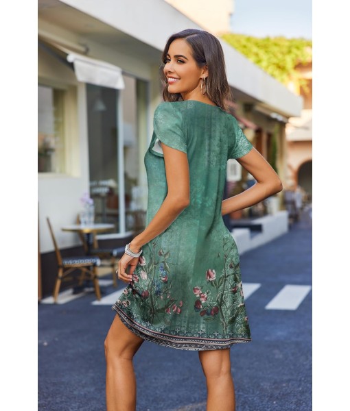 Zeagoo Women's Casual A-Line Dresses with Pockets Summer Floral Tshirt Dress Short Sleeve Mini Dress Flowy Sundresses