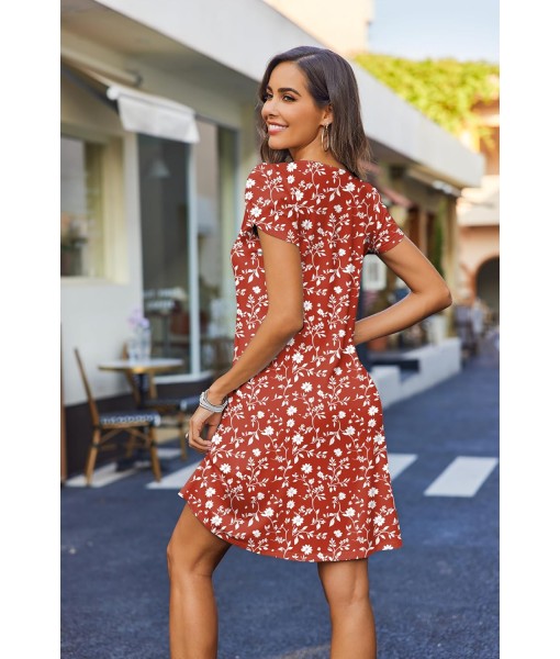 Zeagoo Women's Casual A-Line Dresses with Pockets Summer Floral Tshirt Dress Short Sleeve Mini Dress Flowy Sundresses