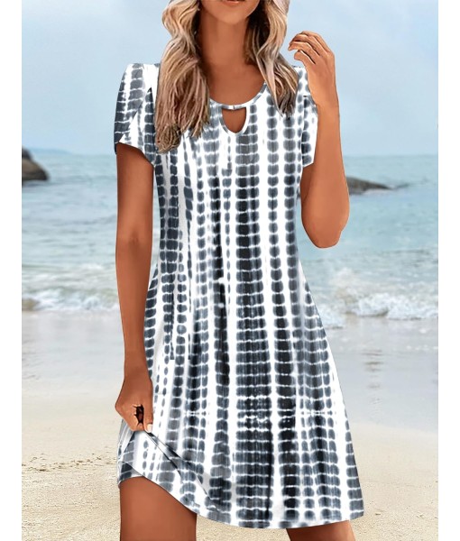 Zeagoo Women's Casual A-Line Dresses with Pockets Summer Floral Tshirt Dress Short Sleeve Mini Dress Flowy Sundresses