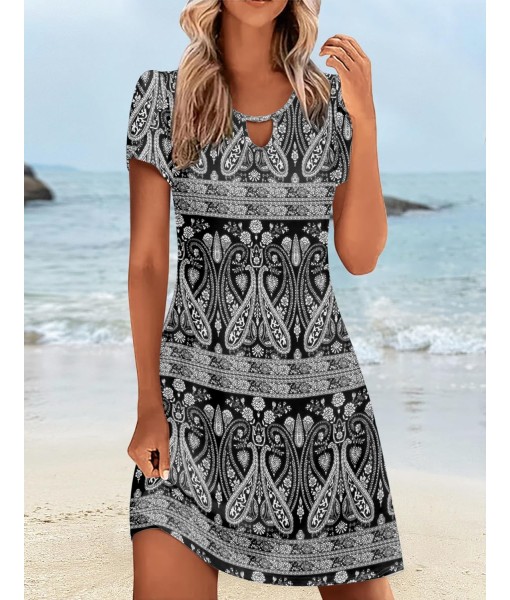 Zeagoo Women's Casual A-Line Dresses with Pockets Summer Floral Tshirt Dress Short Sleeve Mini Dress Flowy Sundresses