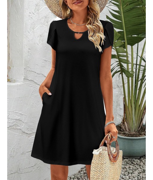 Zeagoo Women's Casual A-Line Dresses with Pockets Summer Floral Tshirt Dress Short Sleeve Mini Dress Flowy Sundresses
