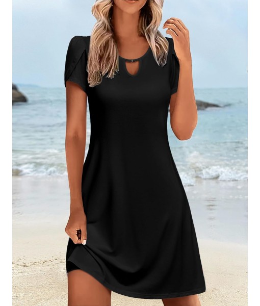 Zeagoo Women's Casual A-Line Dresses with Pockets Summer Floral Tshirt Dress Short Sleeve Mini Dress Flowy Sundresses