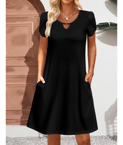 Zeagoo Women's Casual A-Line Dresses with Pockets Summer Floral Tshirt Dress Short Sleeve Mini Dress Flowy Sundresses
