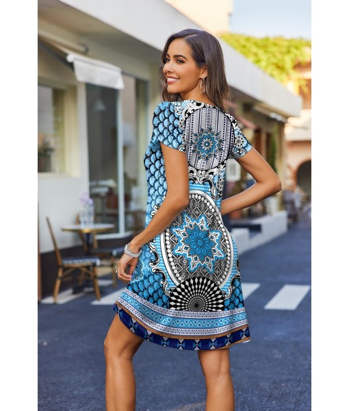 Zeagoo Women's Casual A-Line Dresses with Pockets Summer Floral Tshirt Dress Short Sleeve Mini Dress Flowy Sundresses