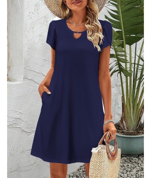 Zeagoo Women's Casual A-Line Dresses with Pockets Summer Floral Tshirt Dress Short Sleeve Mini Dress Flowy Sundresses