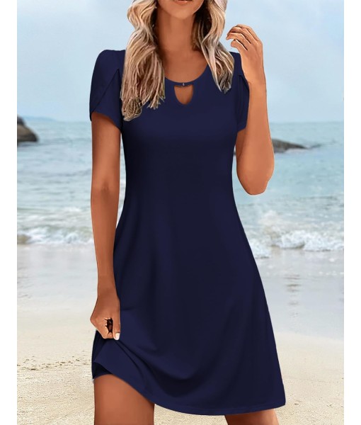 Zeagoo Women's Casual A-Line Dresses with Pockets Summer Floral Tshirt Dress Short Sleeve Mini Dress Flowy Sundresses